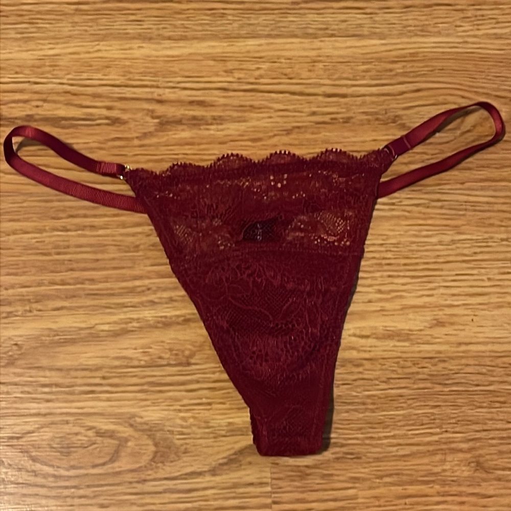 NWOT Lace String Thong in Black Cherry by Pepper